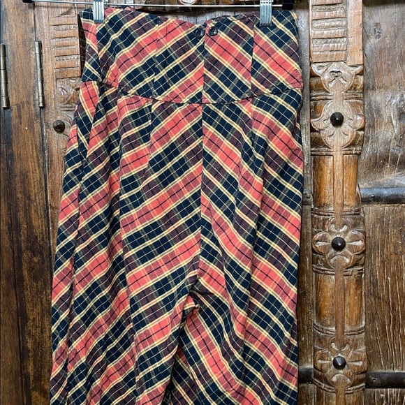 Unique Vintage Plaid Balloon Grunge Goth Pants Red Gold Black | Size M (6–8) - Picture 6 of 8